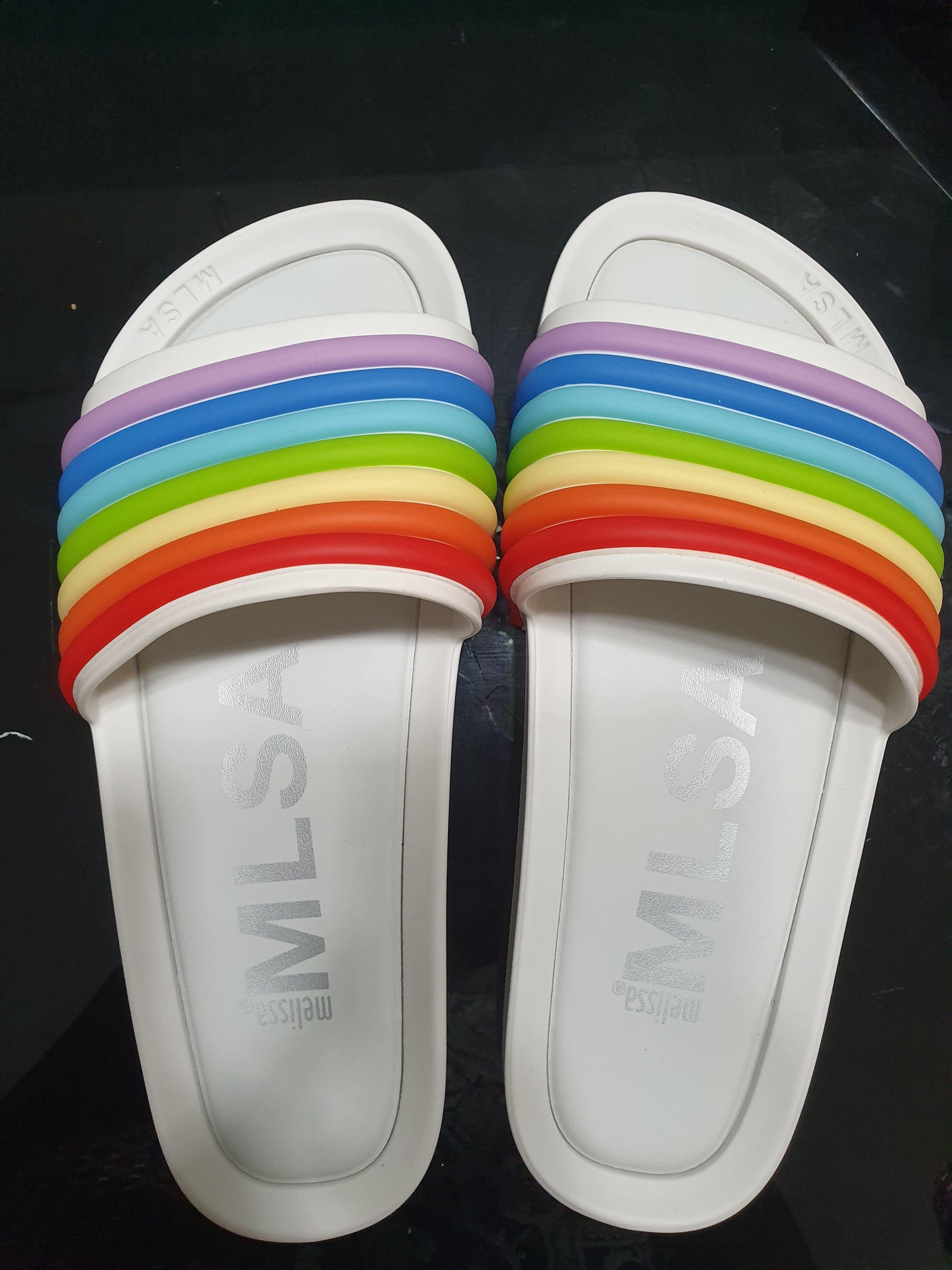 Melissa beach clearance slide sandal rainbow