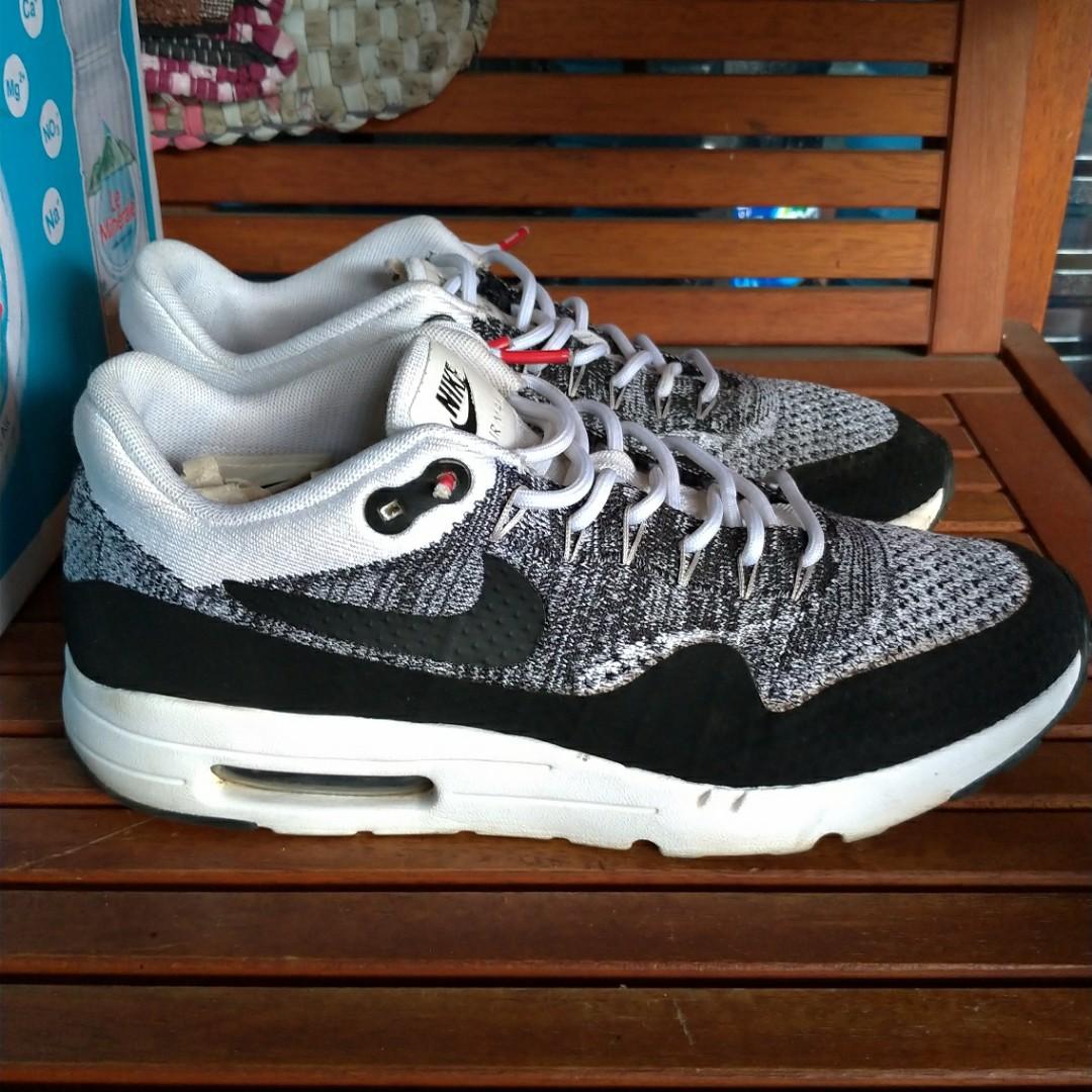 Nike Air Max 1 Ultra Flyknit Oreo Fesyen Pria Sepatu Sneakers di Carousell