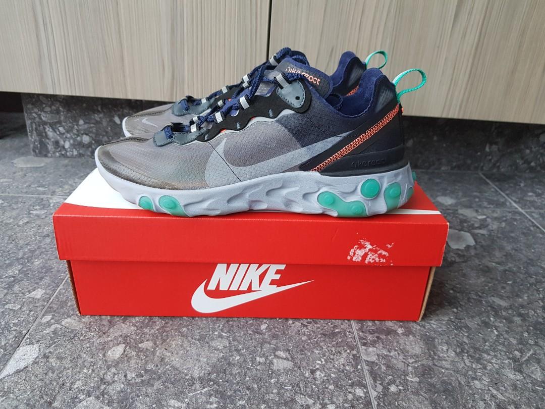 Nike React Element 87 (Category: Sneakers) located in Singapore. Submitted by cornatzer (Listing ID 239676574, Image 1). Description: - 100% authentic or full refund - Invoice provided - Used but not abused, worn with care - Condition can be based upon pics Trade only for Nike x Ambush black colourway. PM for enquiries! Meet at my convenience for $5 off.