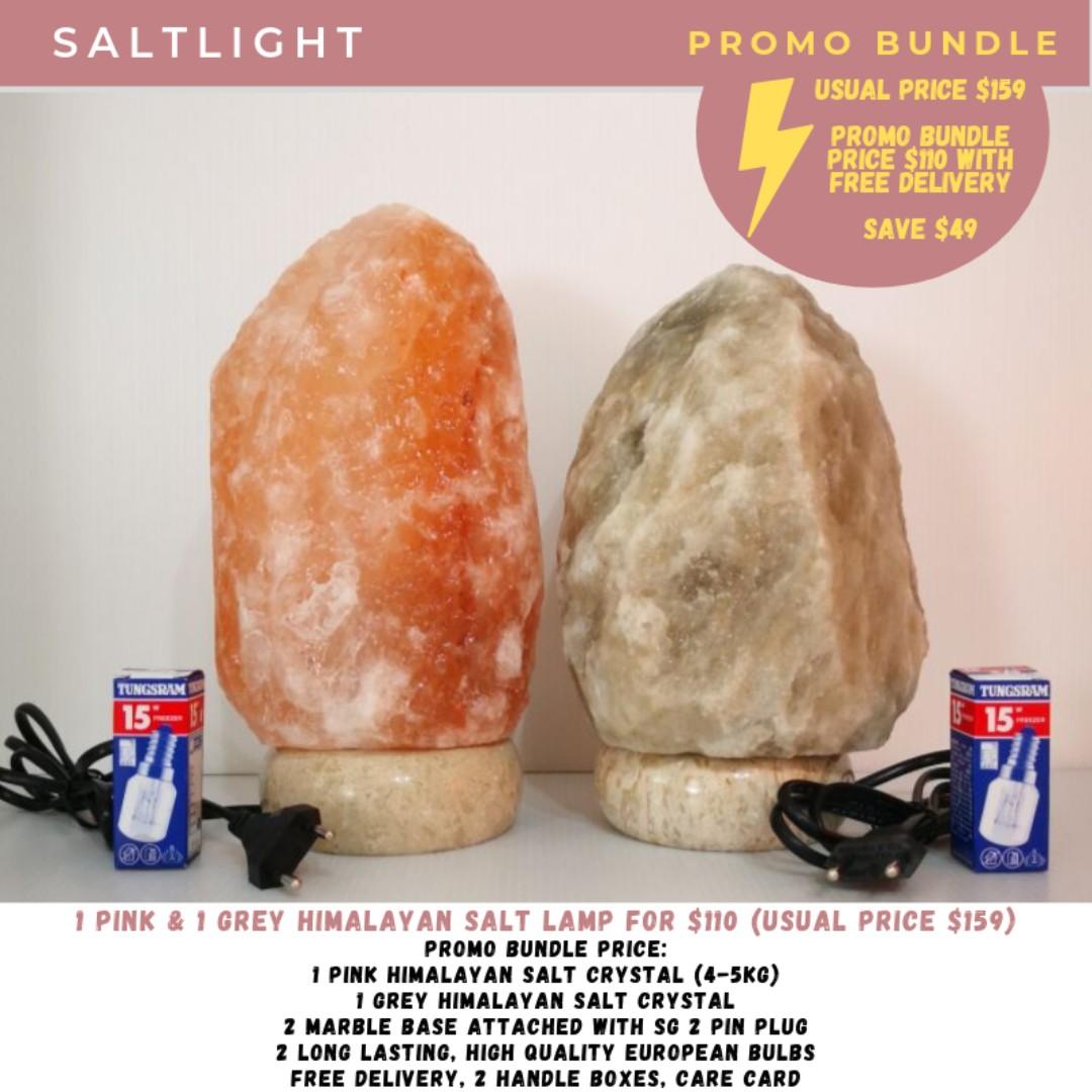 Saltlight Promo Bundle 1 Pink 1 Grey Himalayan Salt Crystal Lamp With Free Delivery Home Appliances Cooling Air Care On Carousell