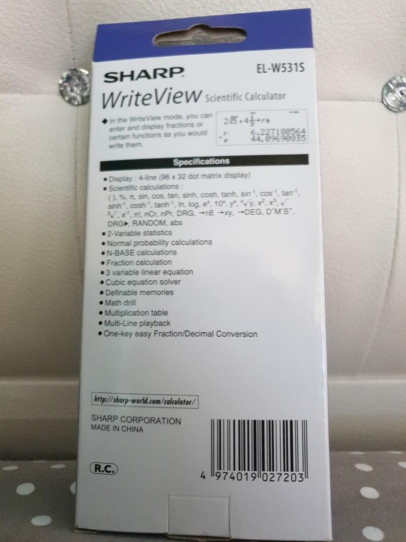 Sharp Scientific Calculator El W531s Books Stationery