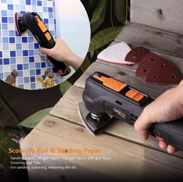 TOOLS 001 Tacklife 12V Oscillating Tool 6 Variable Speed Lithium Ion Cordless Oscillating Multi Tool with LED 1 Hour Fast Charge Great for Sanding Polishing Cutting Scraping Cleaning 23pcs Accessories...