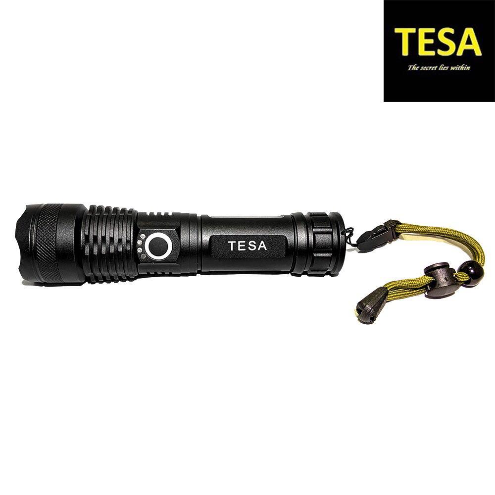 Torchlight flashlight (Category: Hiking & Camping) located in Singapore. Submitted by tesa (Listing ID 239714039, Image 2). Description: 2023 NEW!!! 100% Authentic TESA TX50-S ⚠️BEWARE OF FAKES!!! Aircraft grade aluminum body! Zoomable to over 550 meters. Ultra bright super blinding insanely bright light! Rechargeable Flashlight. Micro USB charging wire included. Original TESA 18650 battery included! Landyard included! Blue led Battery meter on t