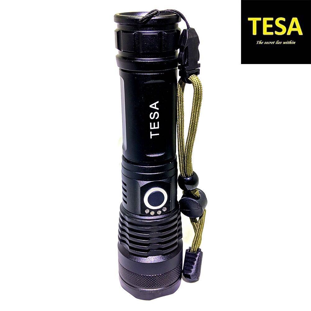 Torchlight flashlight (Category: Hiking & Camping) located in Singapore. Submitted by tesa (Listing ID 239714039, Image 1). Description: 2023 NEW!!! 100% Authentic TESA TX50-S ⚠️BEWARE OF FAKES!!! Aircraft grade aluminum body! Zoomable to over 550 meters. Ultra bright super blinding insanely bright light! Rechargeable Flashlight. Micro USB charging wire included. Original TESA 18650 battery included! Landyard included! Blue led Battery meter on t