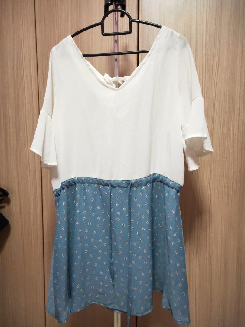 white top floral bottom dress