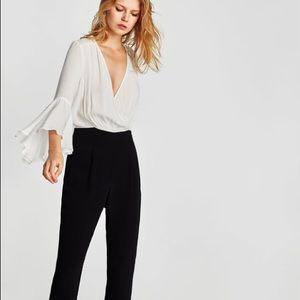 Zara black sales and white jumpsuit