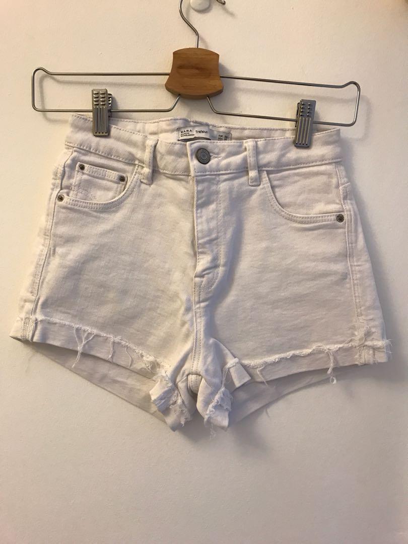 zara white denim shorts