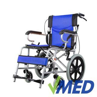 VMED Heavy Duty Lightweight Travel Wheelchair BLUE