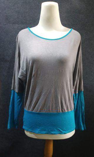 gray and tosca shirt