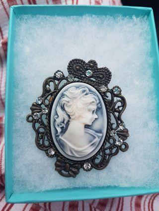 Vintage Cameo Brooch with Russian stones
