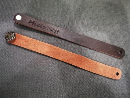 Ukulele headstock strap - dark/light brown