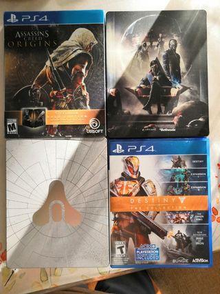 Used PS4 games, Assassin's Creed Origins Gold Edition, Destiny, Destiny The Collection, Dishonored 2, Rise of Tomb Raider, Jedi Fallen Order