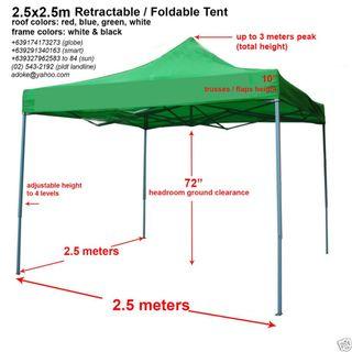 2.5x2.5meters Foldable Tent Retractable Tent Canopy
