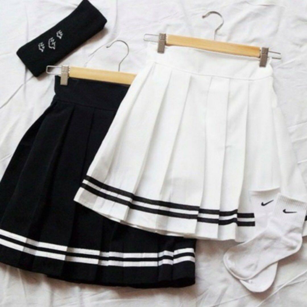 Black and white tennis skirt clearance