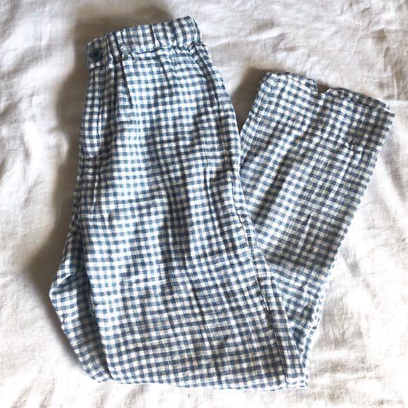 light blue gingham pants