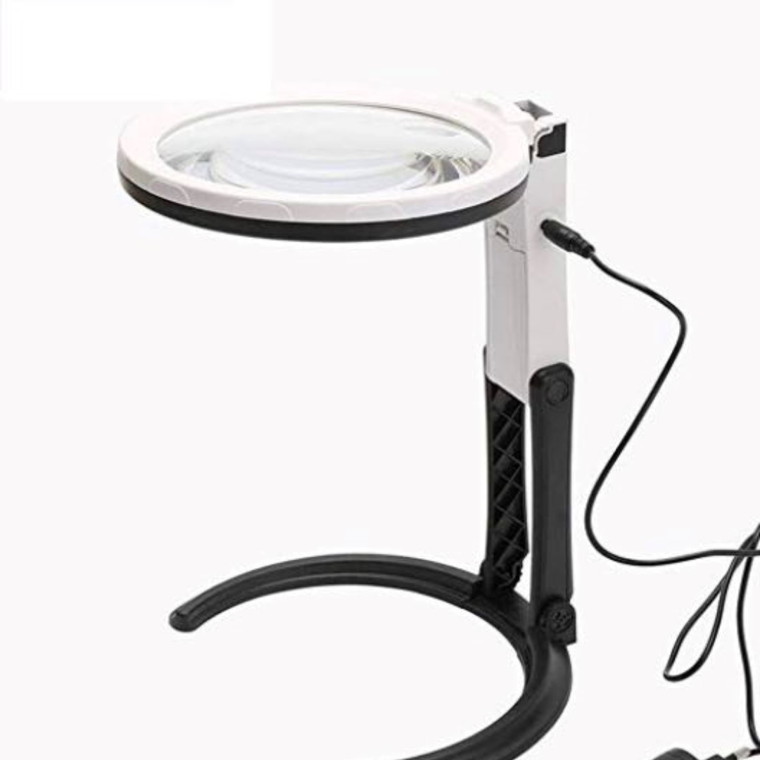 E1436 Folding Desk Table Magnifier 5x Lens With 12 Led Lights
