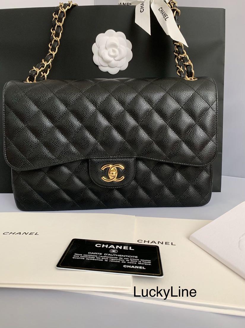 Chanel Jumbo Double Flap Black Caviar Gold Hardware. Series 15xxxxxx. Made  in Italy. With authenticity card, ribbon & dustbag ❤️