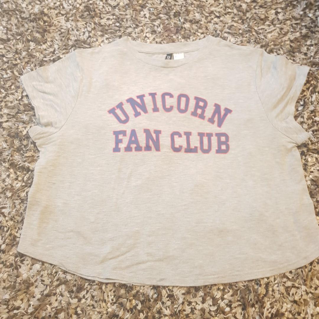 H M Crop Top Unicorn Fan Club Women S Fashion Women S Clothes