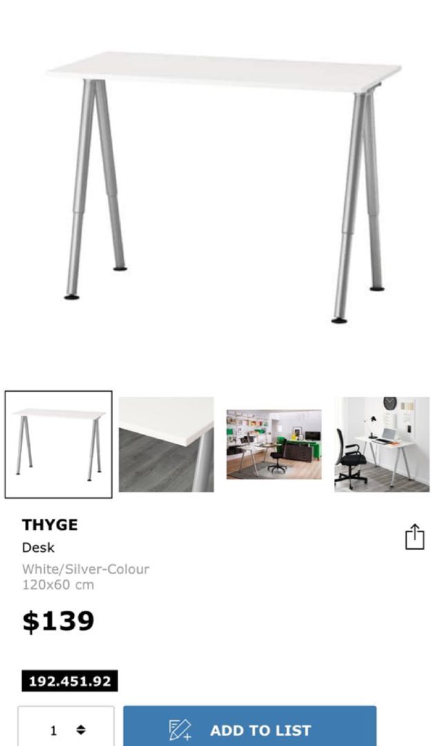 Ikea White Office Desk Thyge Barely Used Furniture Tables Ikea White Office Desk Thyge Barely