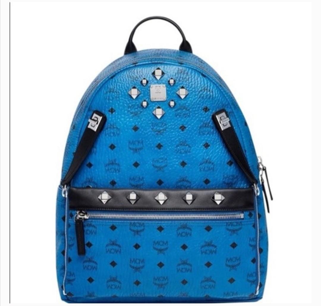 MCM Medium Dual Stark Backpack Blue/Navy Six Studs MMK2AVE01VY001