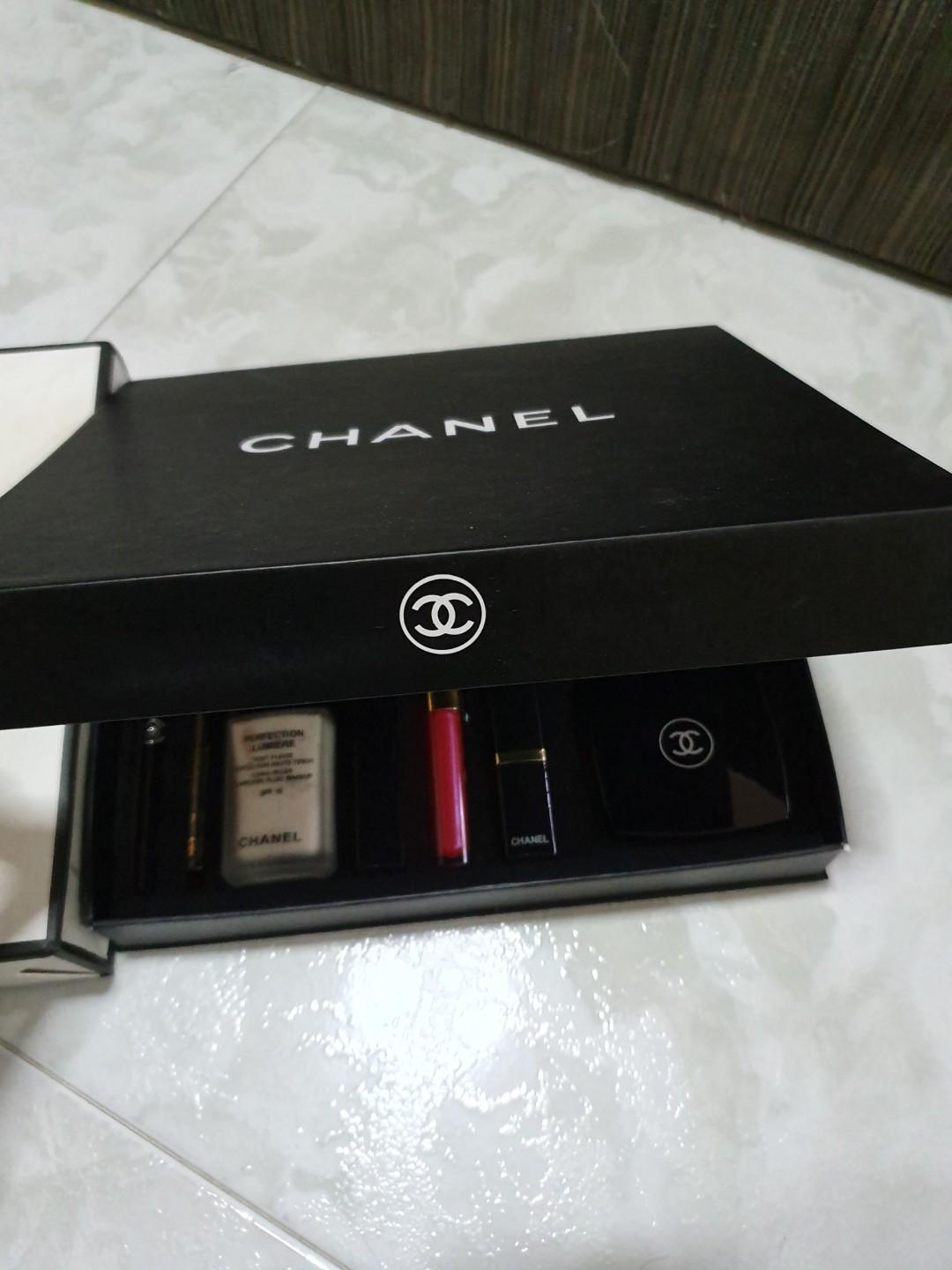 Unboxing 💯 ORI Chanel Gift Set 5 in1 [ 2 Perfume + Lipstick + Eyeliner] 