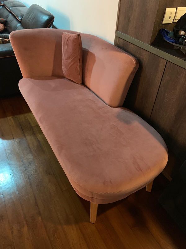 Pink Velvet Chaise Sofa, Furniture & Home Living, Furniture, Sofas on
