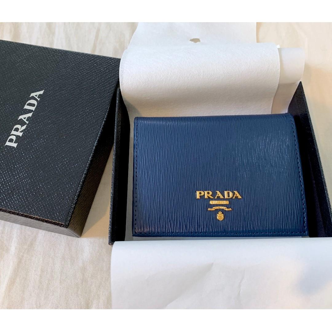 Prada - Small Leather Wallet - Bi-Fold - Saffiano Leather - Navy Blue,  Women's Fashion, Bags & Wallets, Purses & Pouches on Carousell