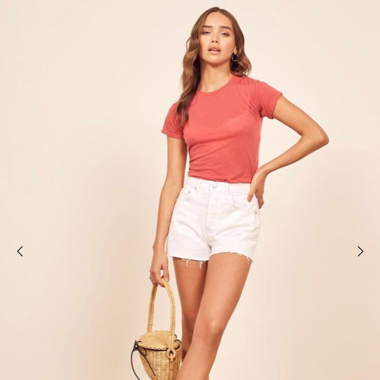 reformation dixie high rise jean short