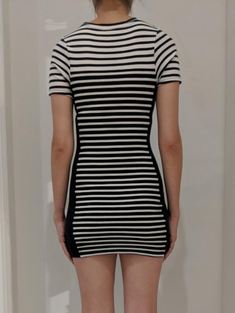 topshop striped bodycon dress Topshop jersey button up striped mini dress in brown-Multi
