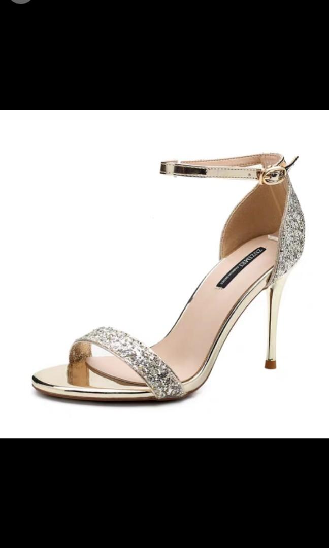 comfortable gold heels