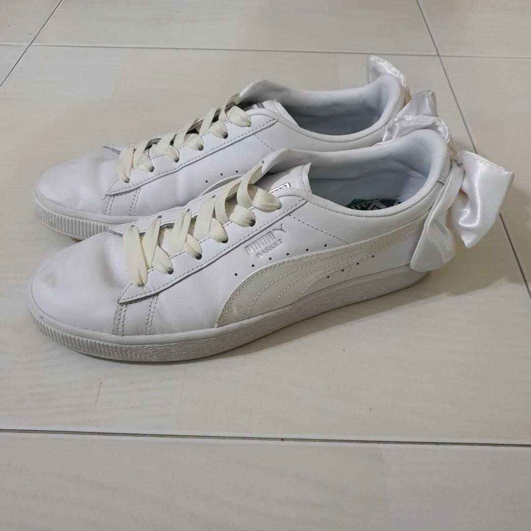 puma basket shoes white