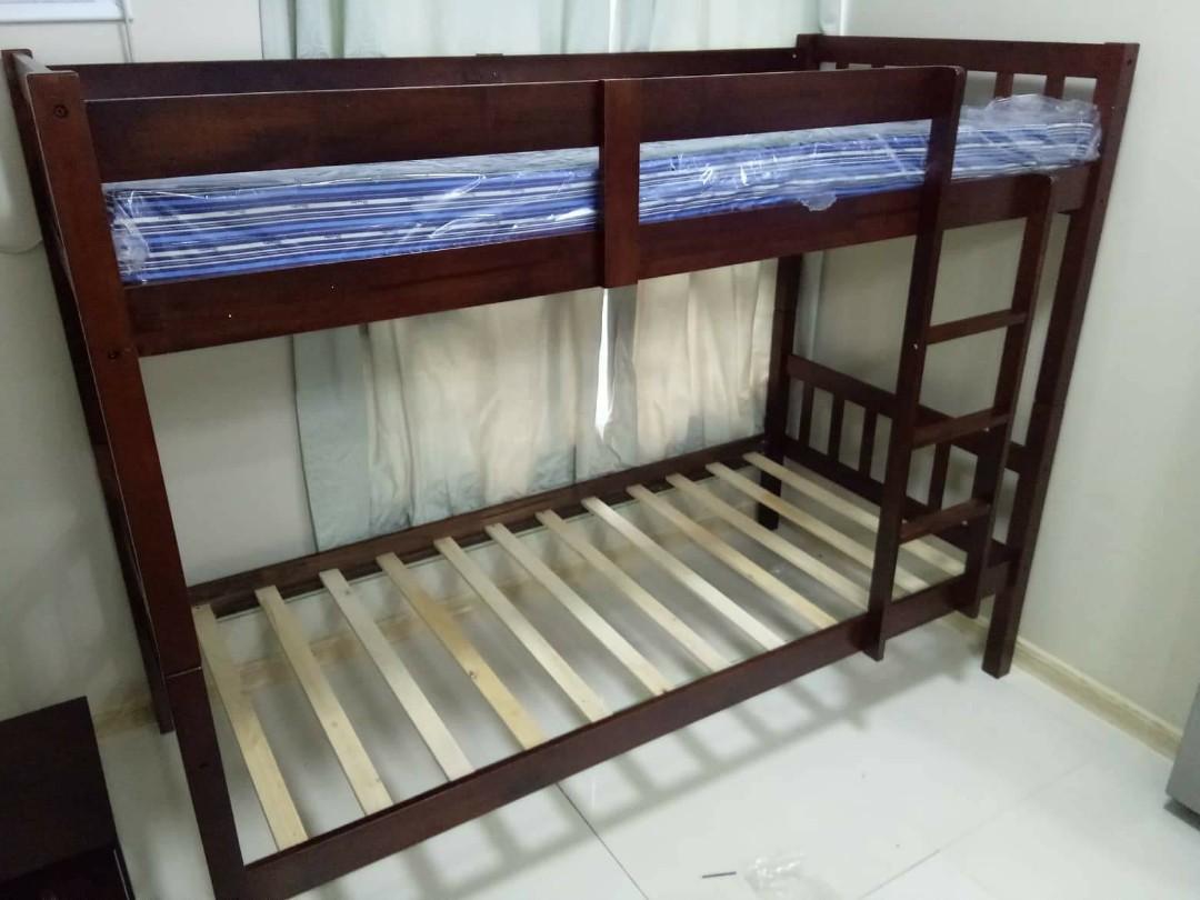 wooden double deck bed