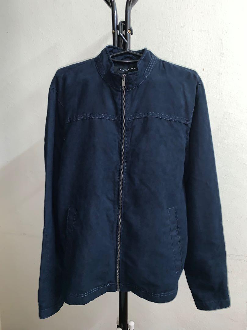 Zara Mens Blue Suede Jacket, Men's 