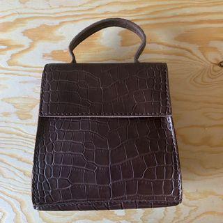 Brown Faux Crocodile Leather Bag