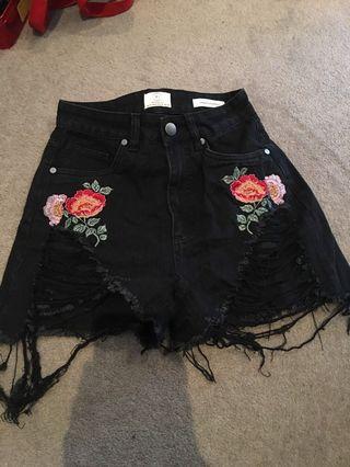 Black denim high waist pants