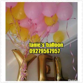 yellow pink helium balloon