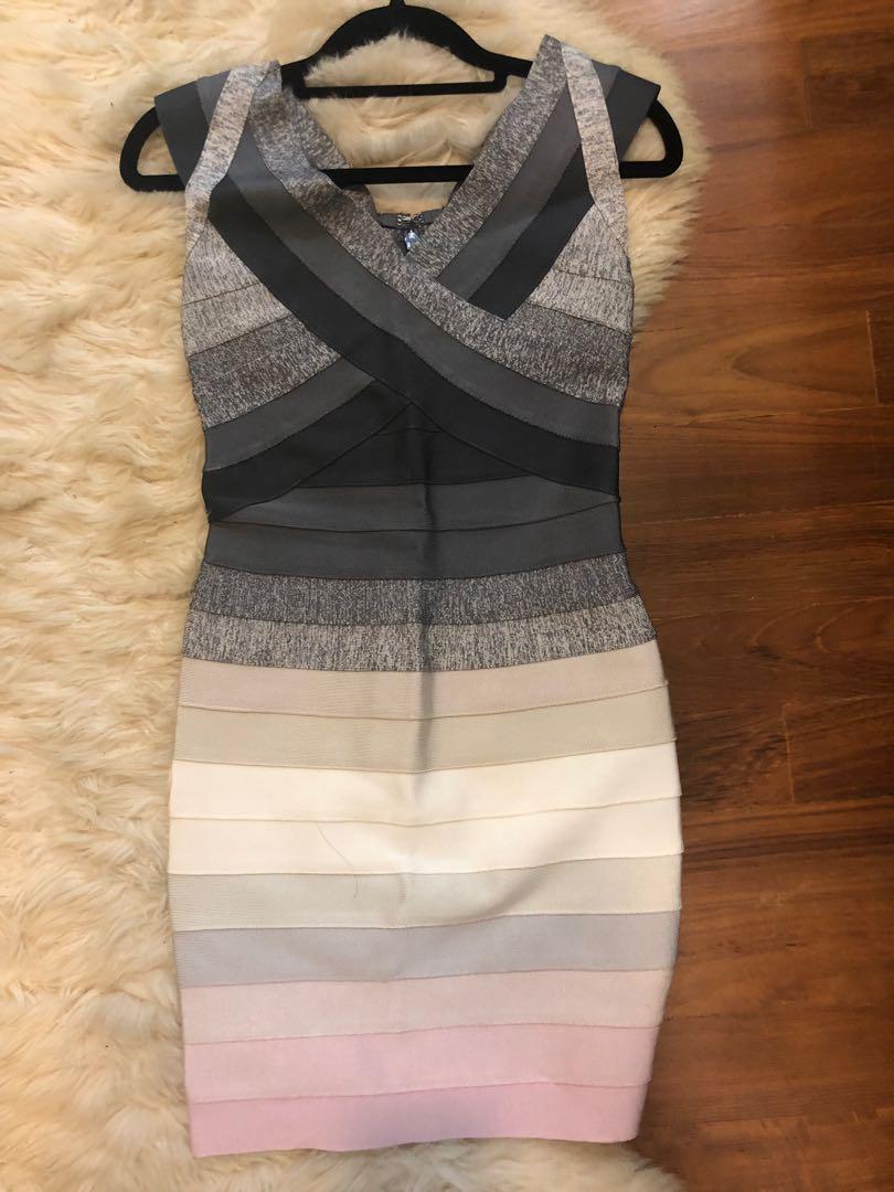 pink ombre bandage dress