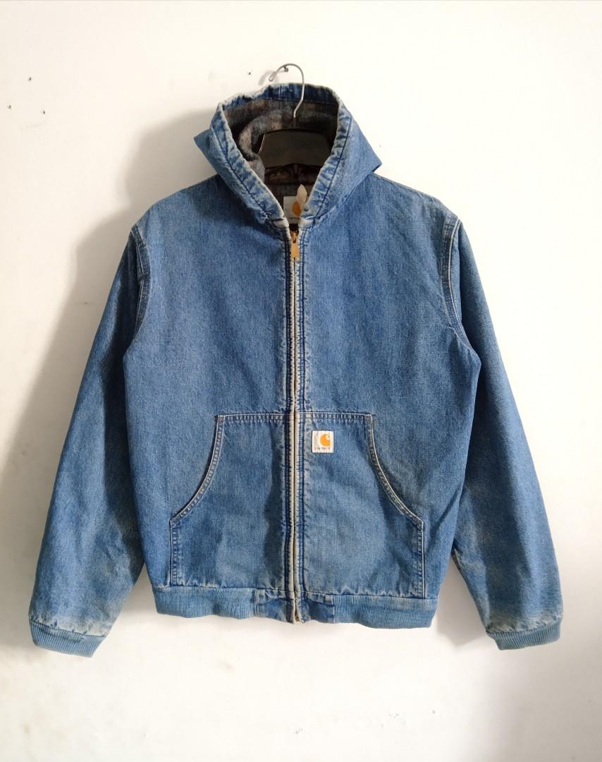 Carhartt denim hoodie jacket, Fesyen 
