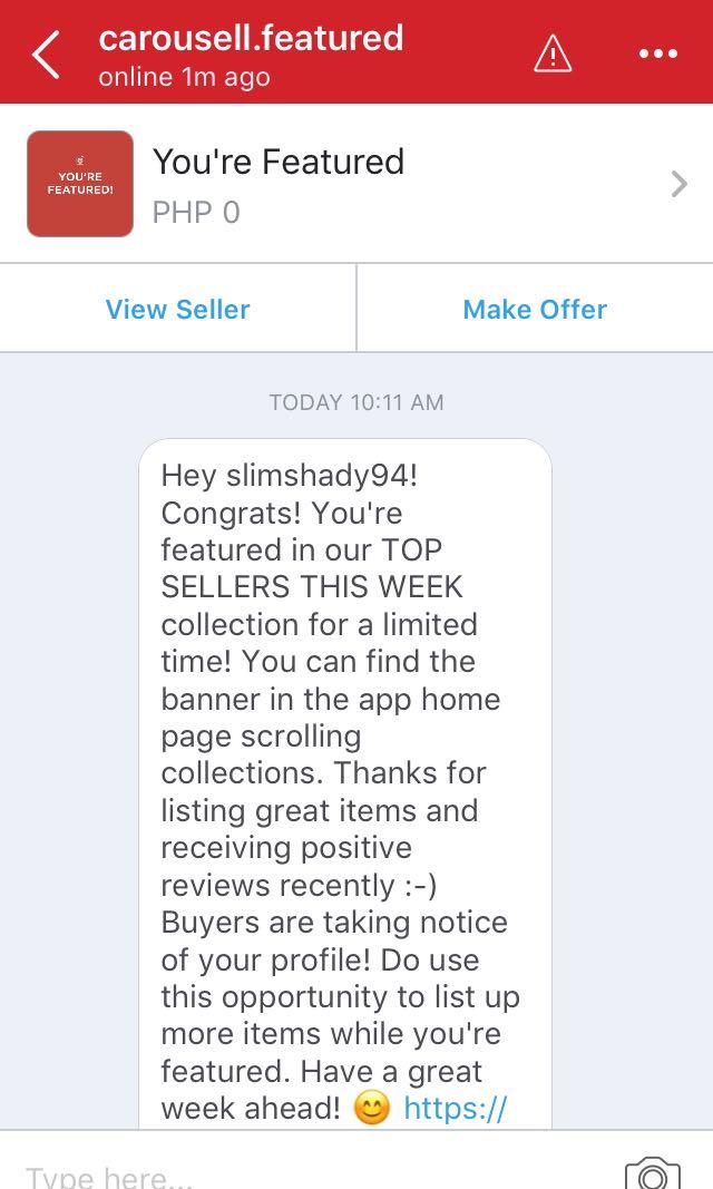 Carousell Top Sellers (Category: Others Tops) located in Cebu City. Submitted by slimshady94 (Listing ID 240094816, Image 1). Description: Thank you, Carousell! 🏅💛.