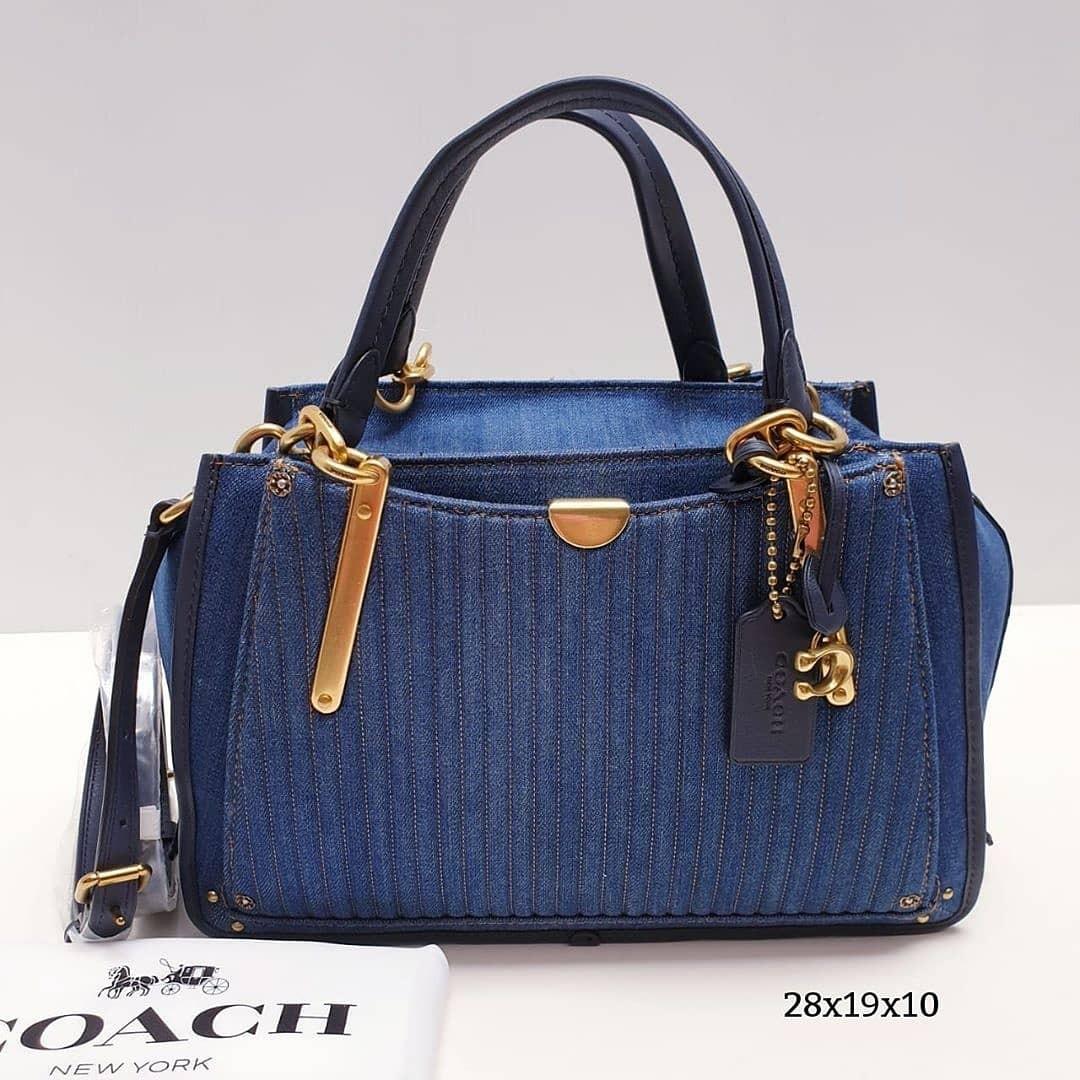 Coach Dreamer sz 28x19x10 Quilted Denim