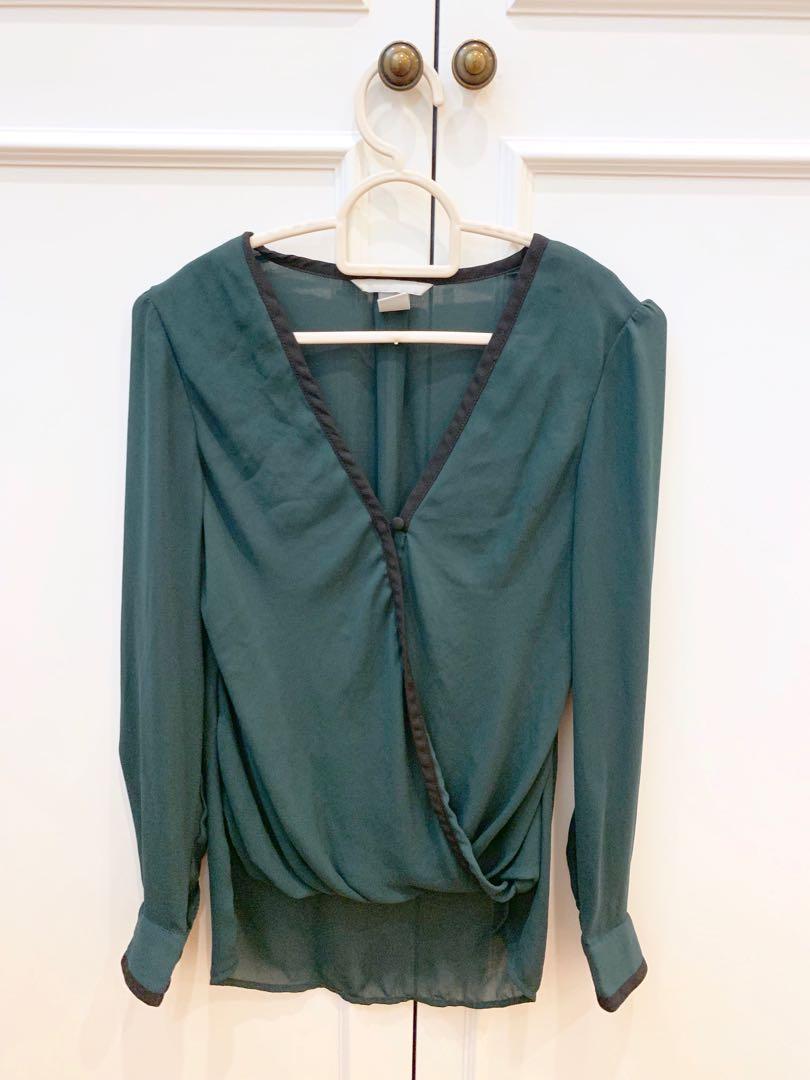emerald green chiffon blouse