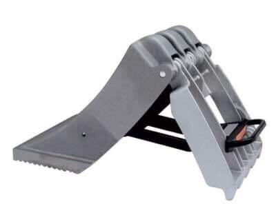 Folding Wheel Chock (Category: Waste Bins & Bags) located in Mandaluyong City. Submitted by shammyshop (Listing ID 239965552, Image 1). Description: This new folding aluminum wheel chock requires only a 6"H x 101/2"W x 203/8"D area for storage. Can be stored under fire or rescue vehicles. The collapsible design allows the chock to lock in the open position simply by pulling out the back casting and pushing down. Just release the safety latch to c