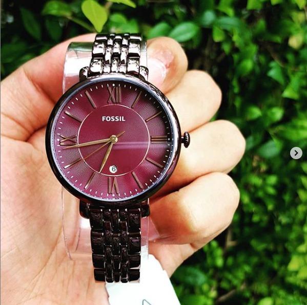 Fossil women's 36mm jacqueline wine stainless steel watch deals