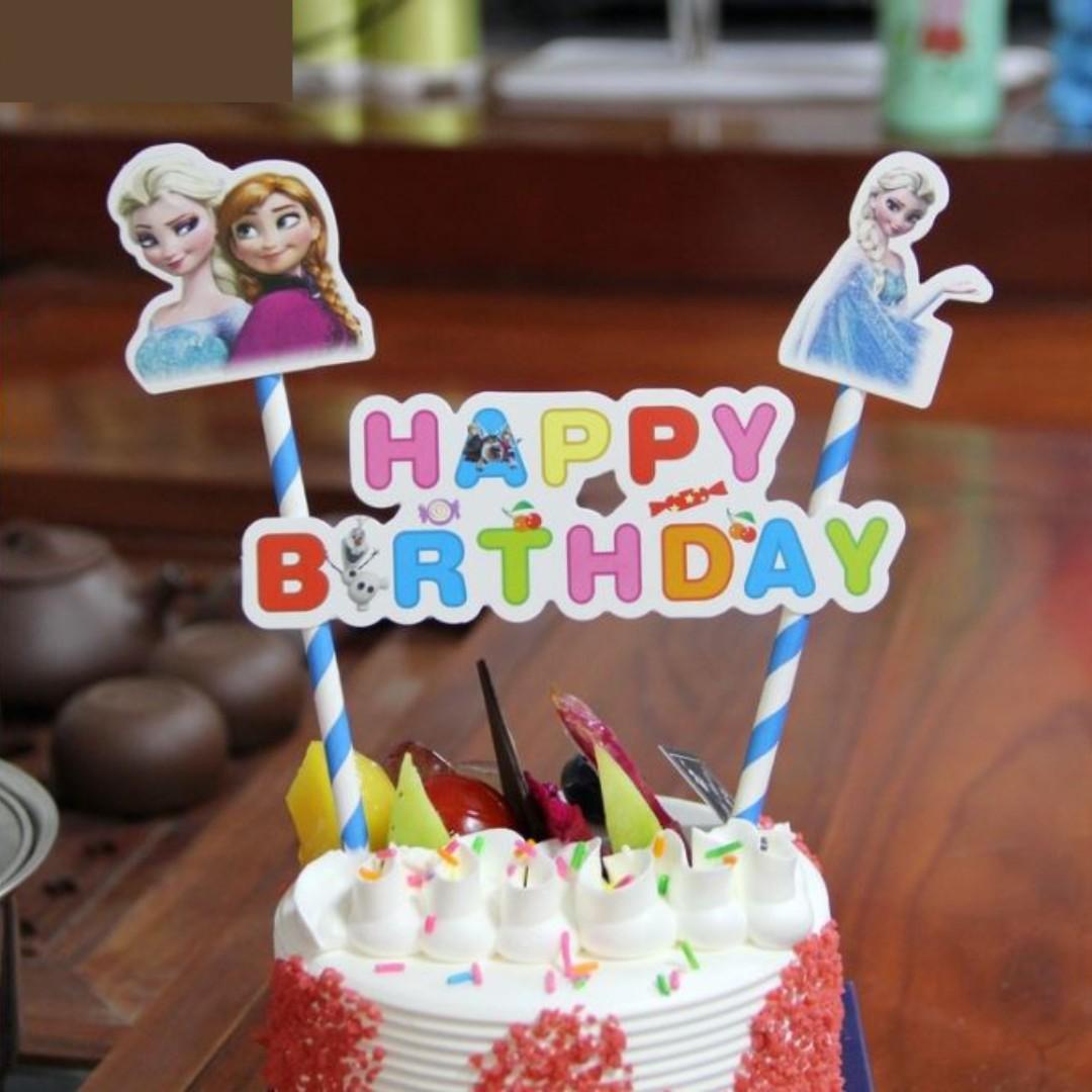 Frozen Elsa Anna Princess Happy Birthday Cake Topper Food
