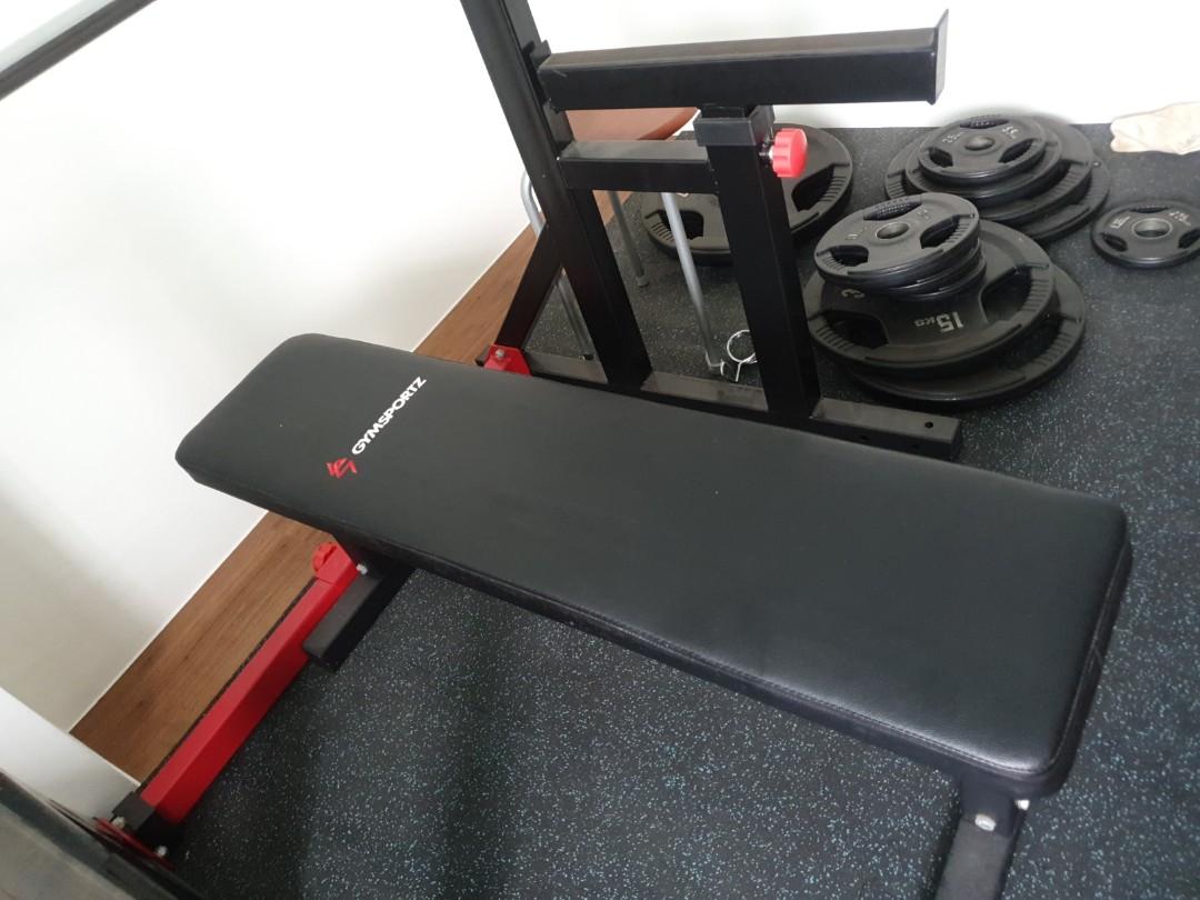 Gymsport Heavy Duty Flat Bench Olympic Bar Sports Weights