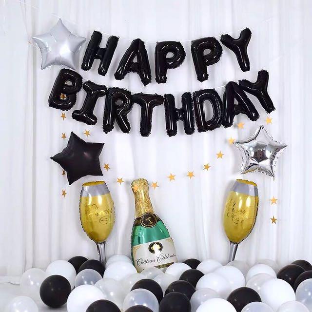 In Stock Black White Silver Stars Alcohol Adult Theme Happy