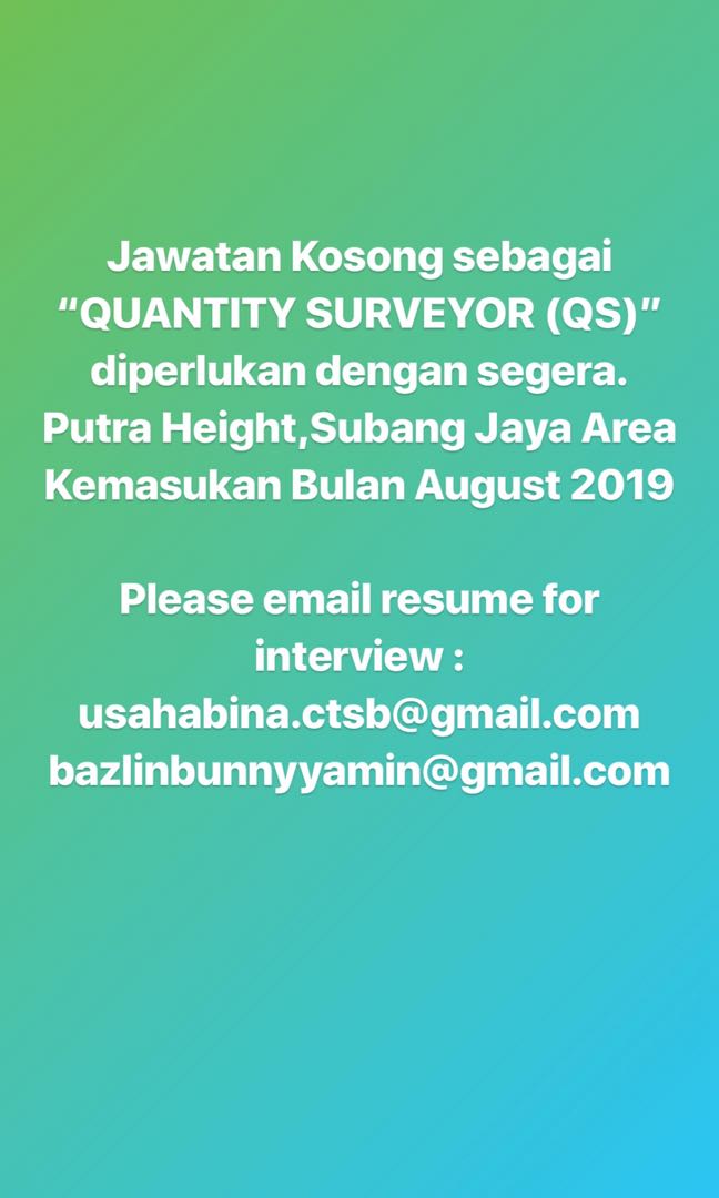 Jawatan Kosong Quantity Surveyor Qs Jobs Full Time Others On Carousell