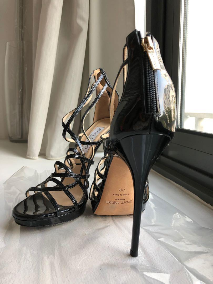 JIMMY CHOO BLACK PATENT HEELS 4.5Inches high Women s Fashion Footwear Heels on Carousell