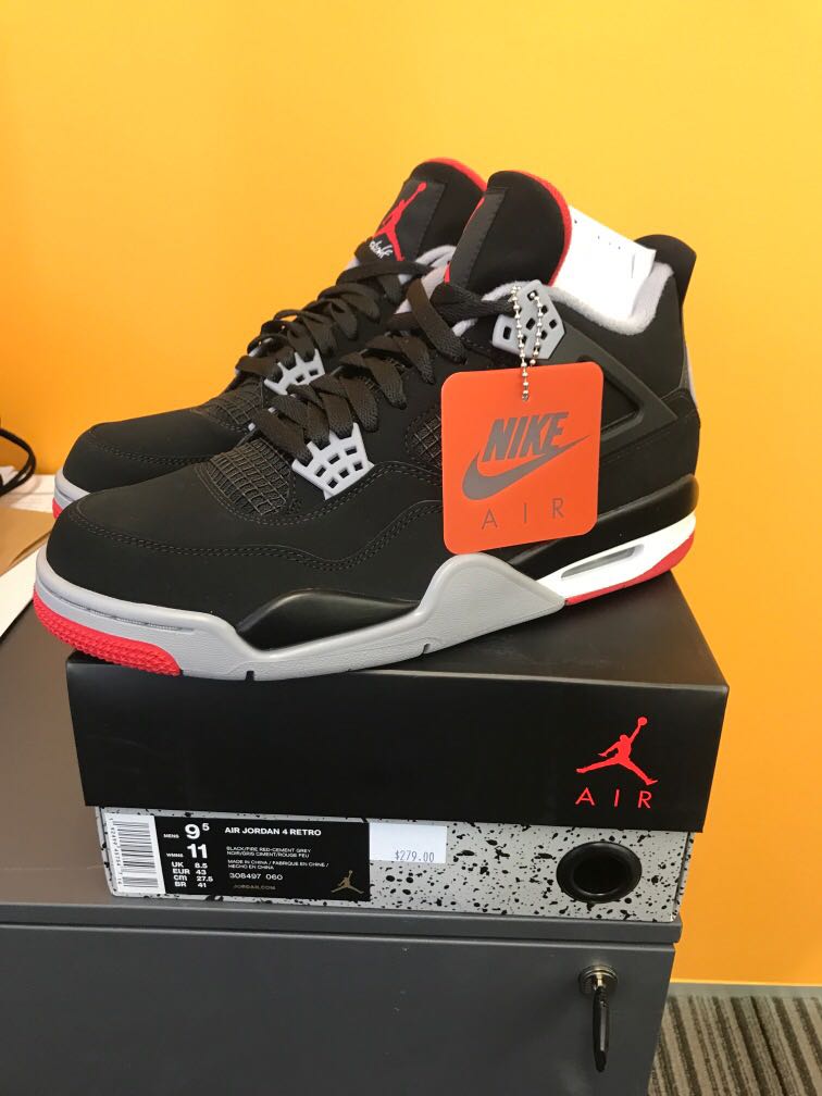 Jordan 4 breds, Men's Fashion, Footwear, Sneakers on Carousell