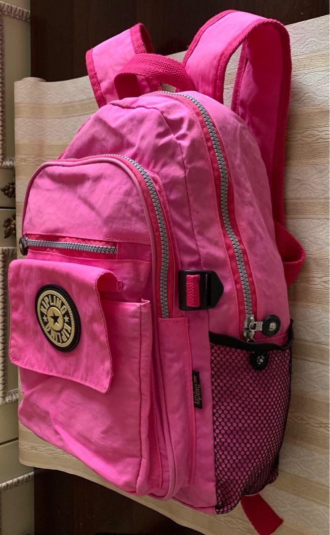 Kipling pink Backpack 35cm by 26cm with gorilla plush toy Keyring